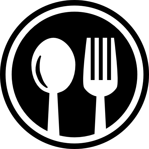 Home restaurant cutlery circular symbol of a spoon and a fork in a circle